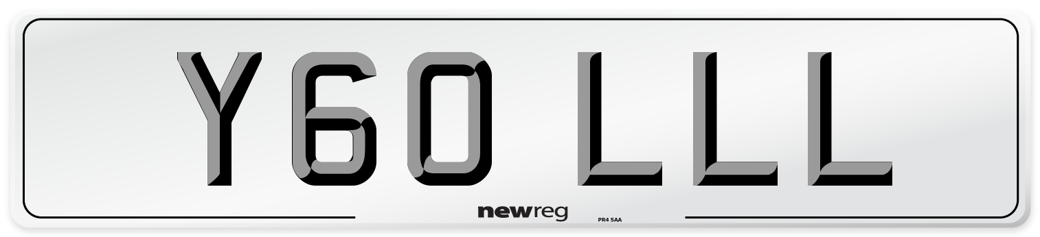 Y60 LLL Number Plate from New Reg